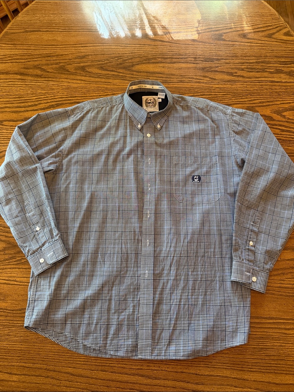 Cinch Men's Black Blue White Plaid Button-Down Long Sleeve Shirt